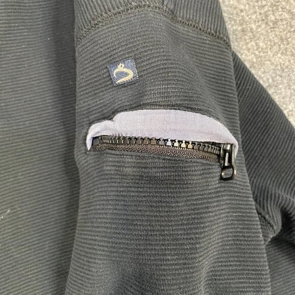 Carbon 2 Cobalt Sweater M Black Solid 1/4 Pullover Cotton Sleeve Pocket - Picture 8 of 12